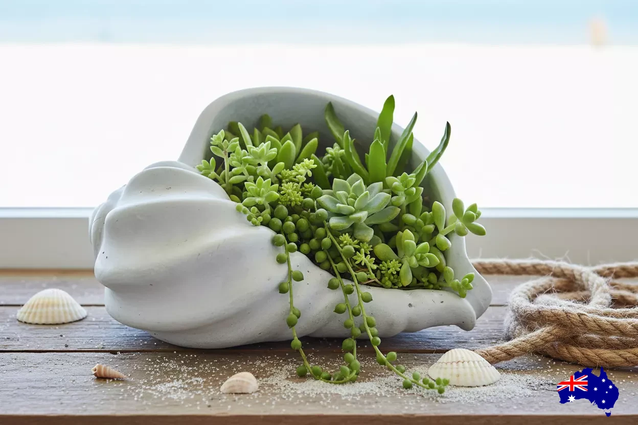 Planter Pot Dish Soap Sea Shell Coastal Aussie Handmade Concrete