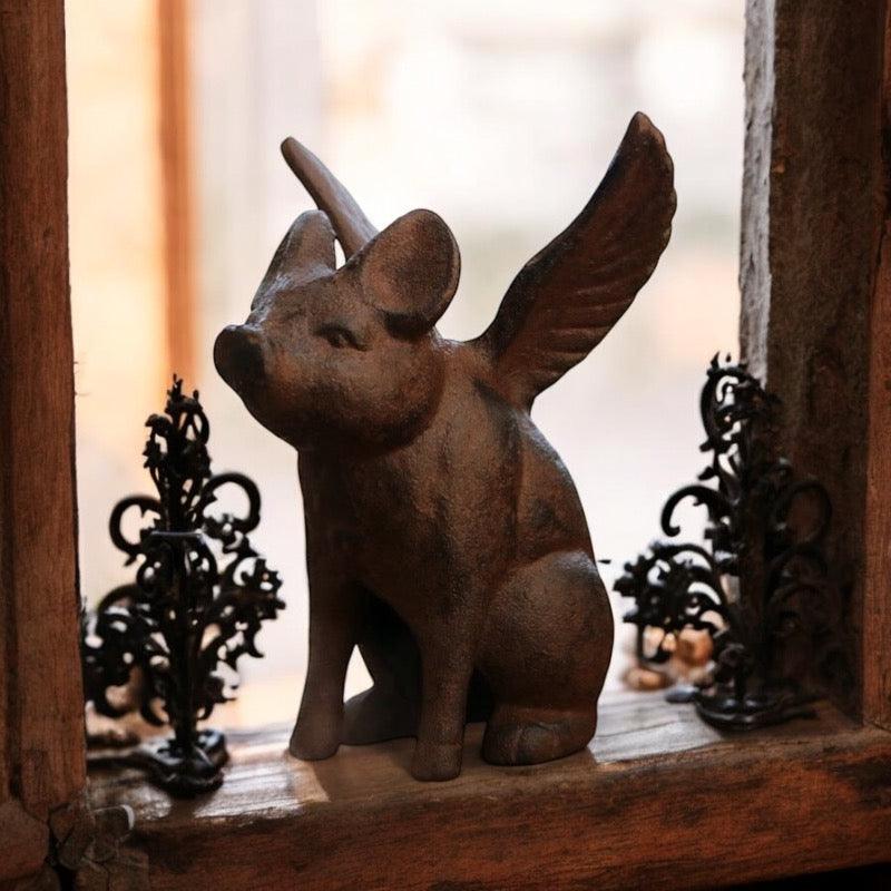 Phone Holder Cast Iron Flying Pig Ornament - The Renmy Store Homewares & Gifts 