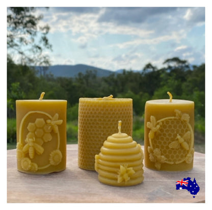 Pure Beeswax Candle Set of 4 Aussie Handmade
