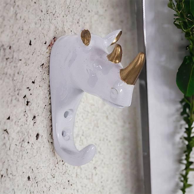 Rhino White and Gold Hook - The Renmy Store Homewares & Gifts 