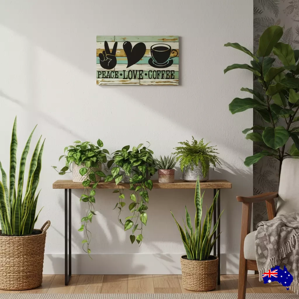 Peace Love Coffee Vibes House Sign