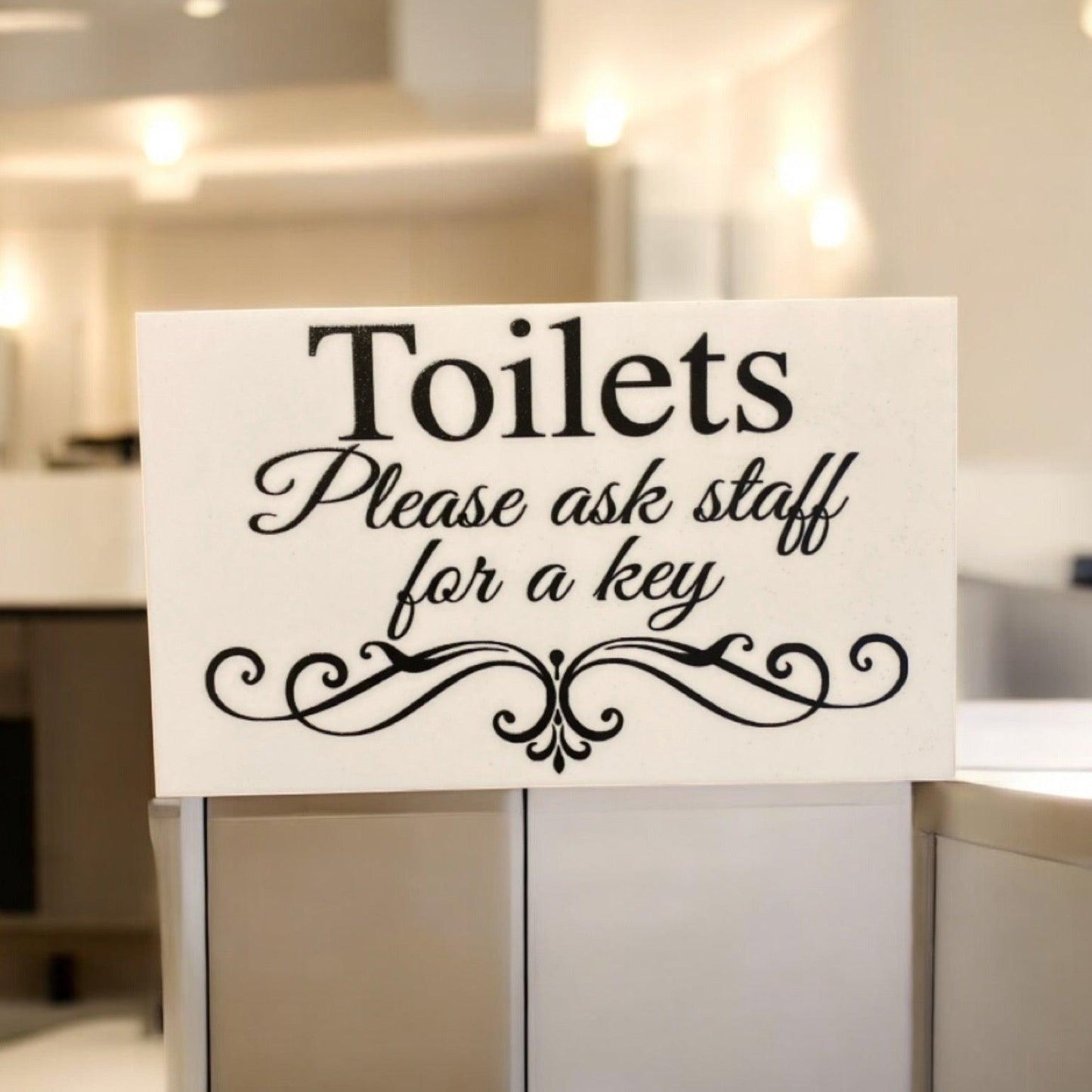 Toilets Ask Staff For Key Toilet Restroom Wall Sign - The Renmy Store Homewares & Gifts 