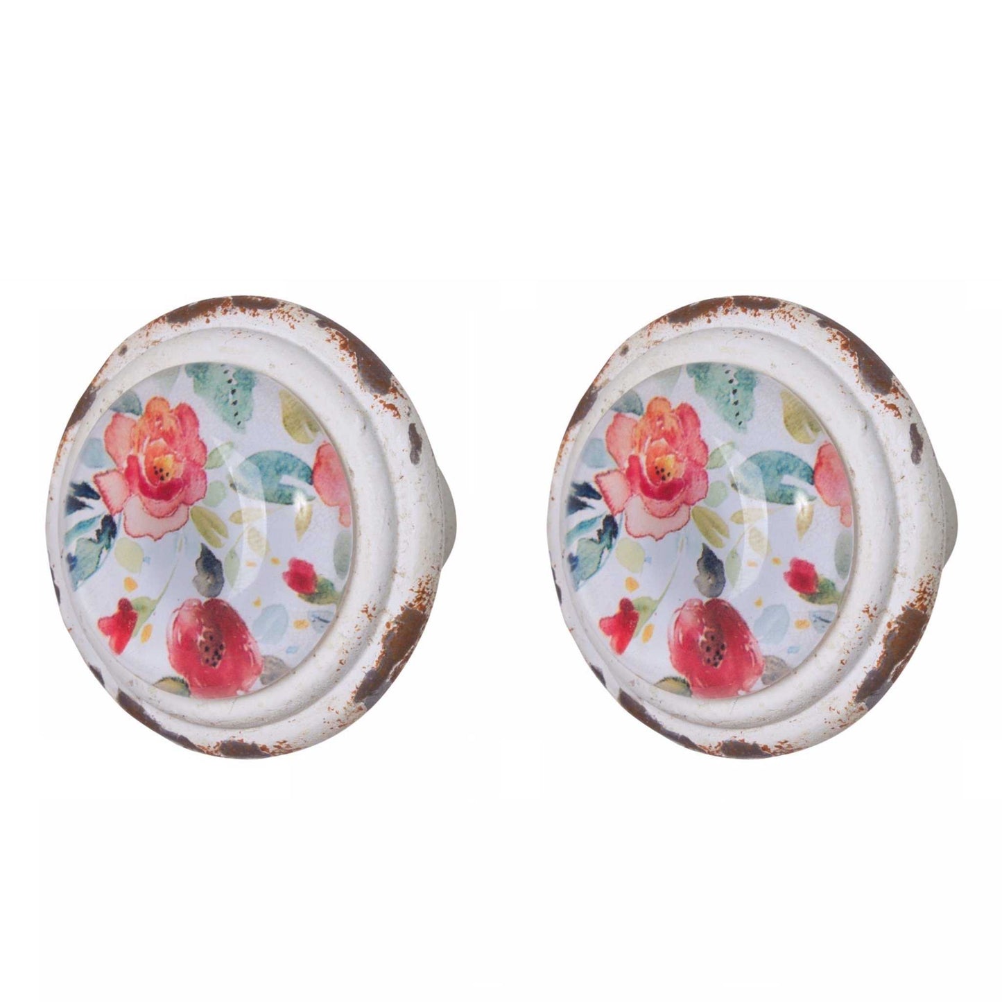 Knob Draw Pull Set x2 Cottage Floral Petal - The Renmy Store Homewares & Gifts 