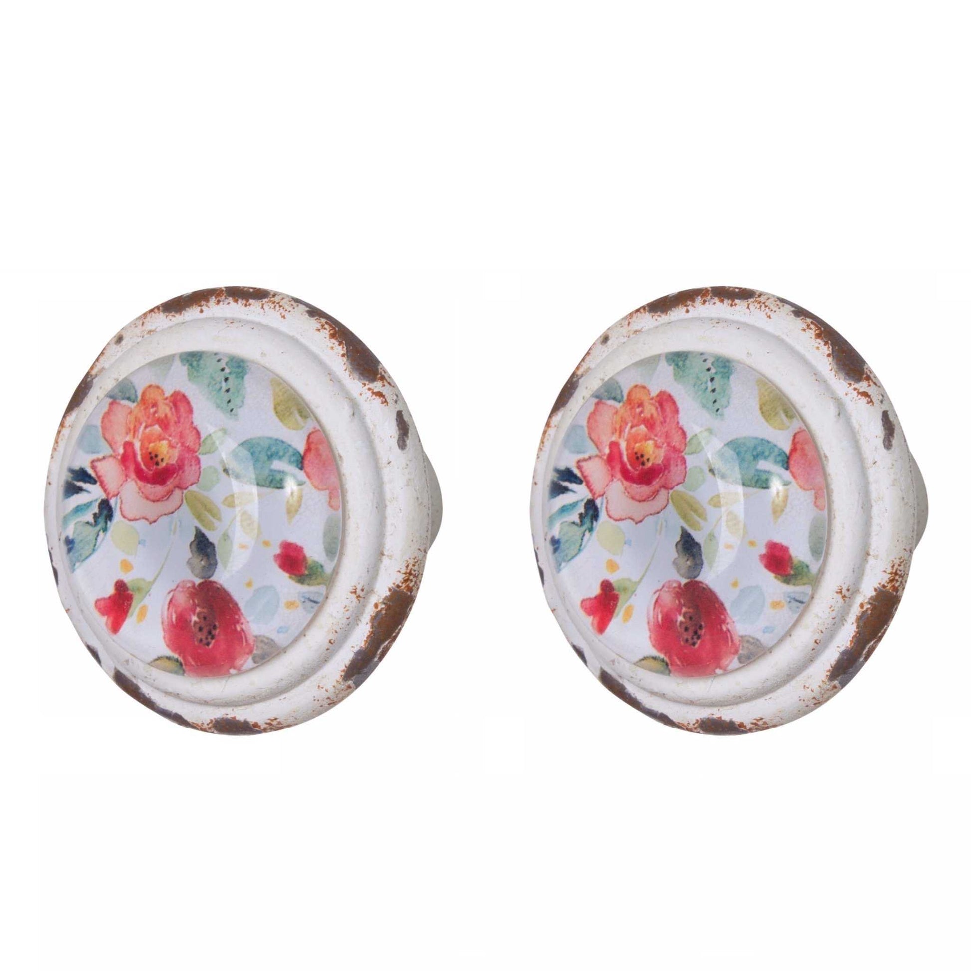 Knob Draw Pull Set x2 Cottage Floral Petal - The Renmy Store Homewares & Gifts 