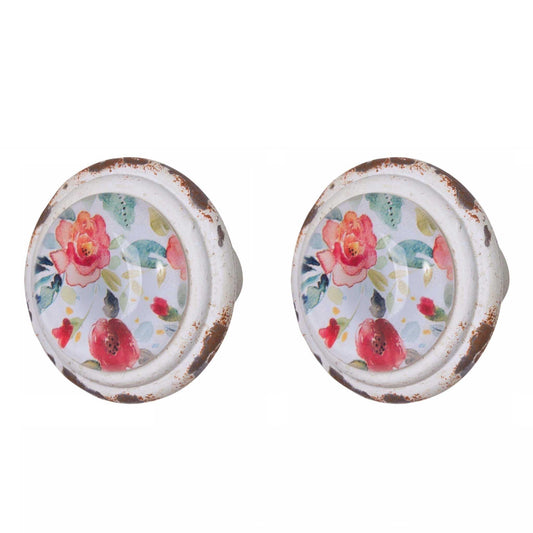 Knob Draw Pull Set x2 Cottage Floral Petal - The Renmy Store Homewares & Gifts 