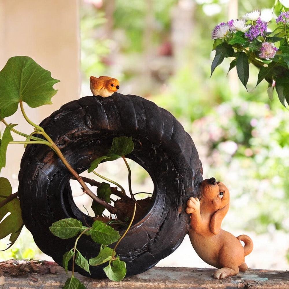 Planter Pot Dog Bird Tyre Garden - The Renmy Store Homewares & Gifts 