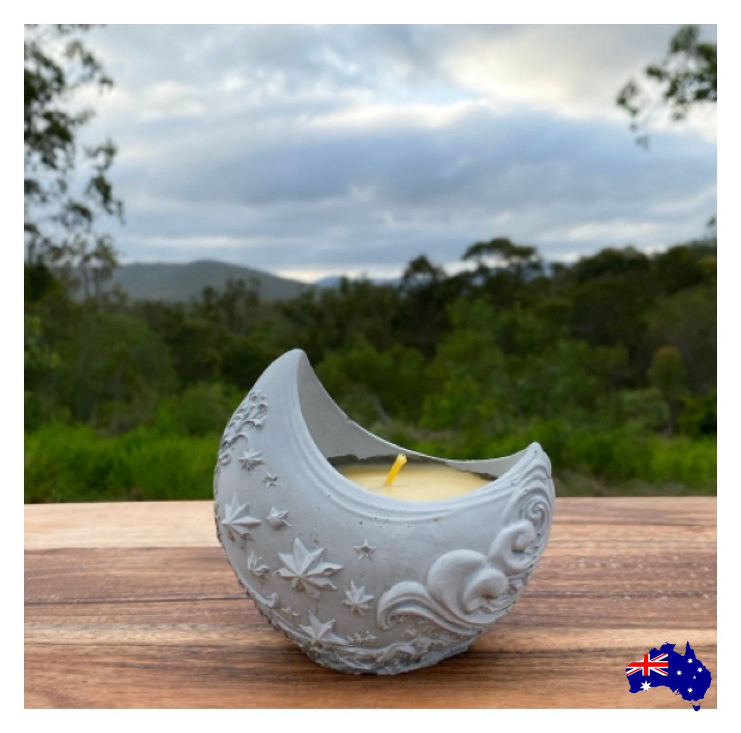 Pure Beeswax Moon Candle Aussie Handmade