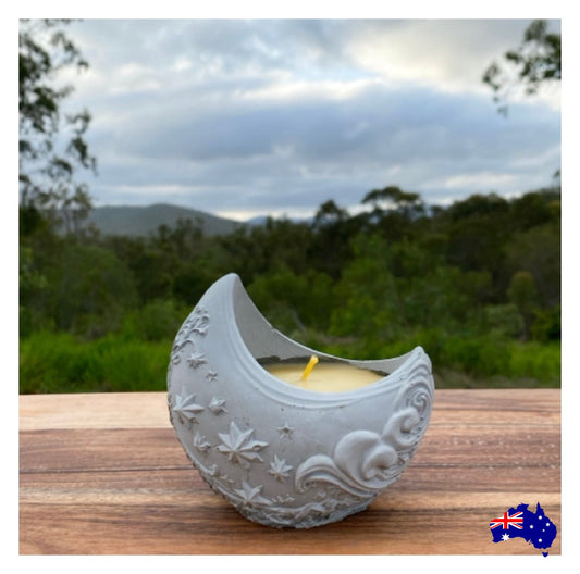 Pure Beeswax Moon Candle Aussie Handmade