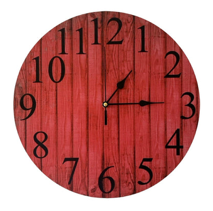 Clock Wall Rustic Red Timber Style Aussie Made - The Renmy Store Homewares & Gifts 