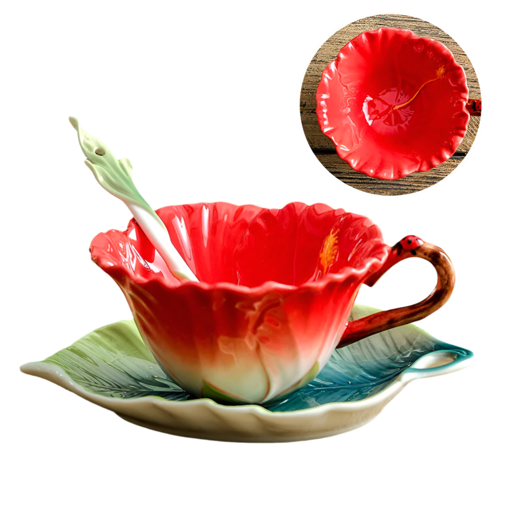 Flower Cup Leaf Saucer Spoon Sets