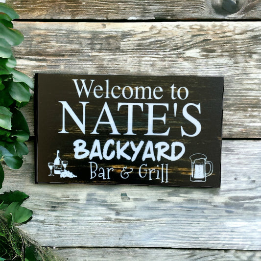 Backyard Bar and Grill Custom Personalised Sign