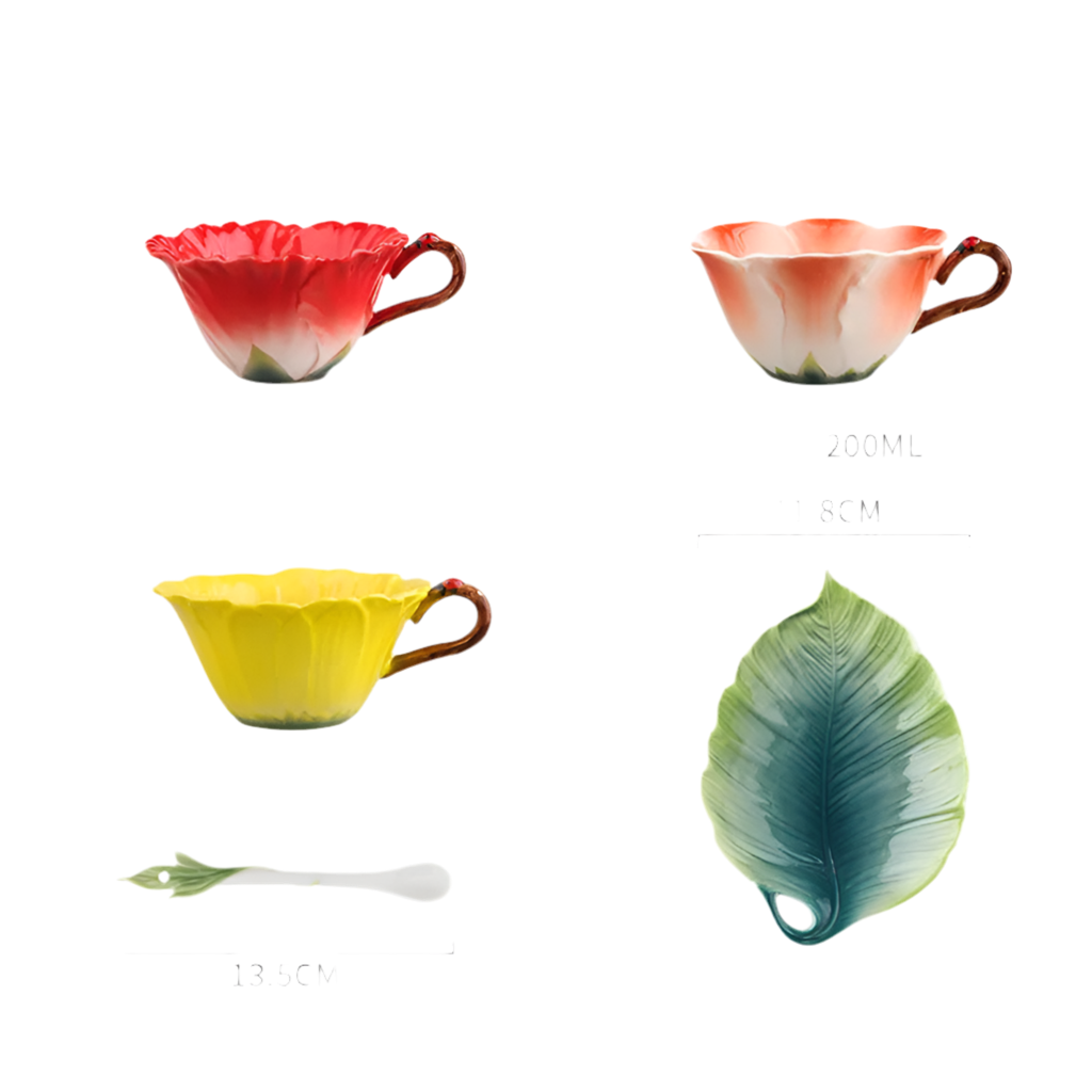 Flower Cup Leaf Saucer Spoon Sets