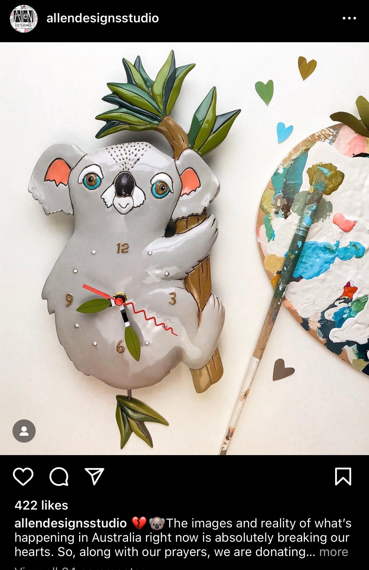 Clock Wall Koolah Koala Aussie Funky - The Renmy Store Homewares & Gifts 