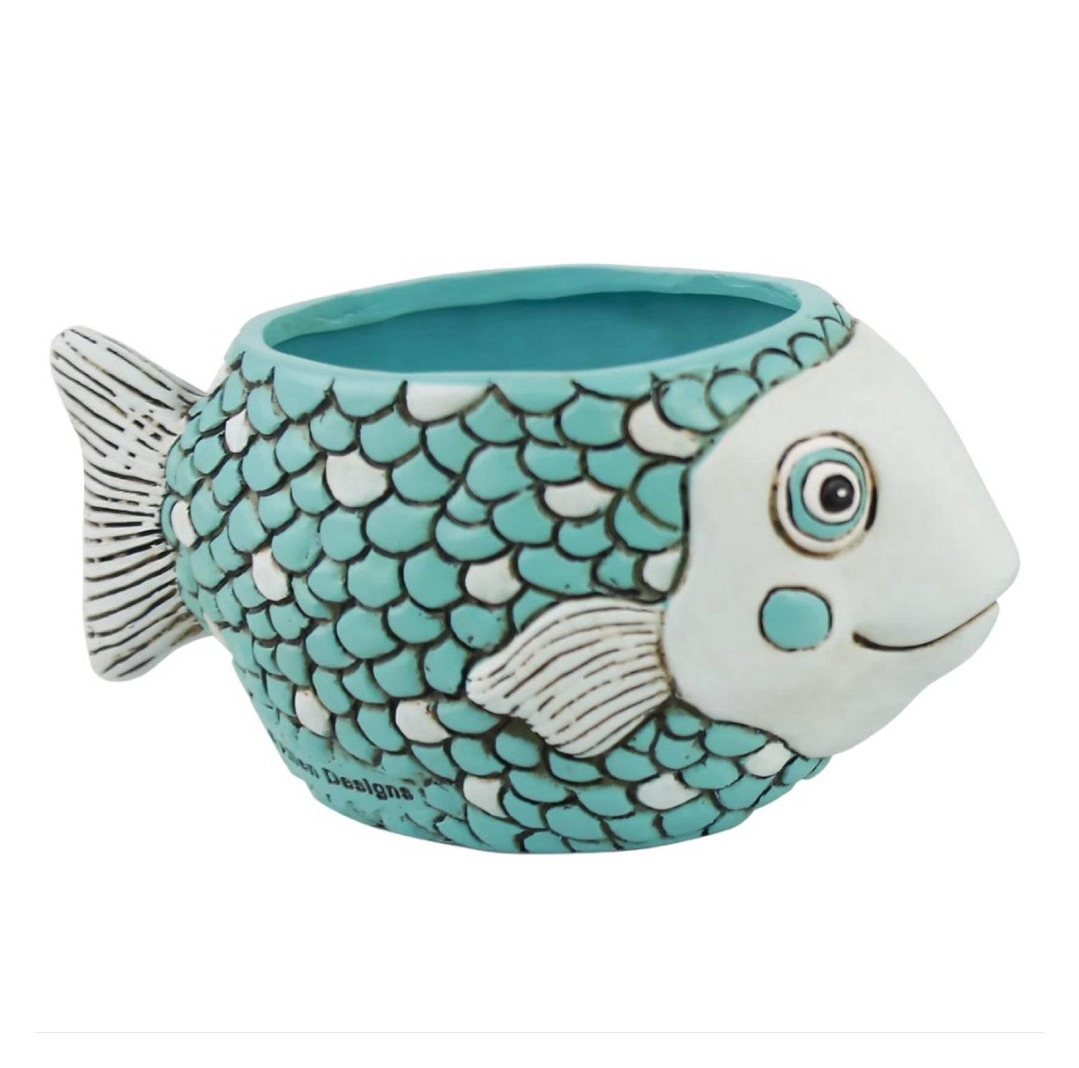 Fish Blue Funky Pot Planter Plant Small - The Renmy Store Homewares & Gifts 