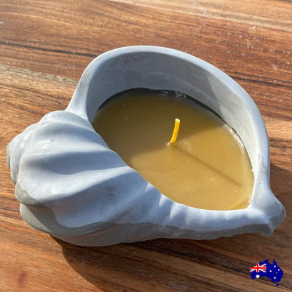 Pure Beeswax Shell Ocean Candle Aussie Handmade