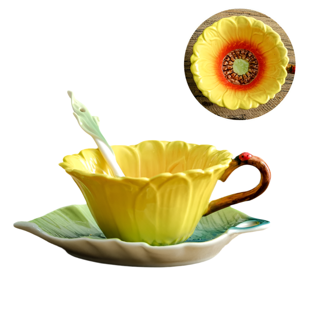 Flower Cup Leaf Saucer Spoon Sets