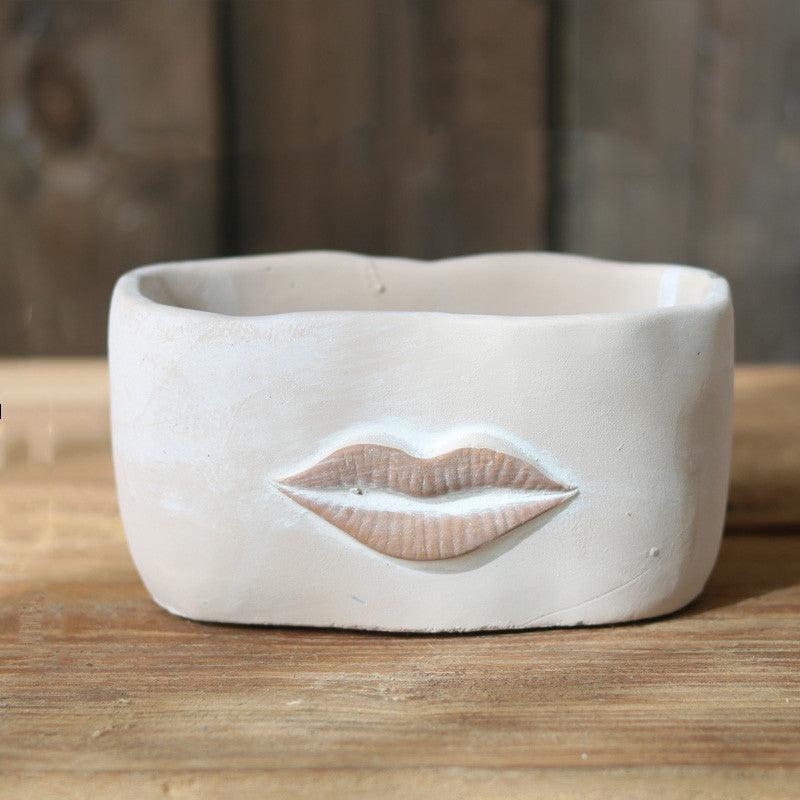 Pot Planter Garden Big Lips Retro