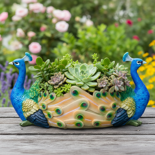 Peacock Bird Planter Pot Garden approx 30cm L x 16cm W x 15cm H