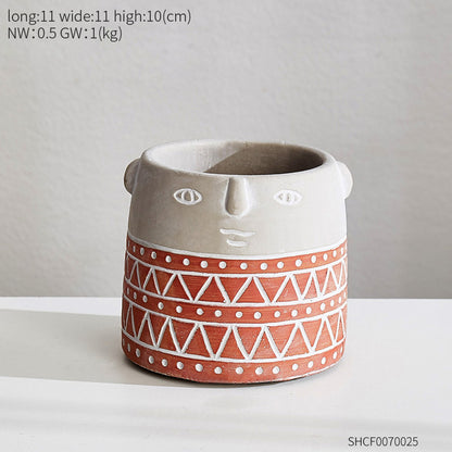 People Planter Pot Vase - Cement Garden Flower Pot