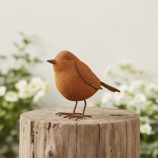 Rustic Metal Bird Garden Decor | Distressed Vintage Bird Ornament 16cm
