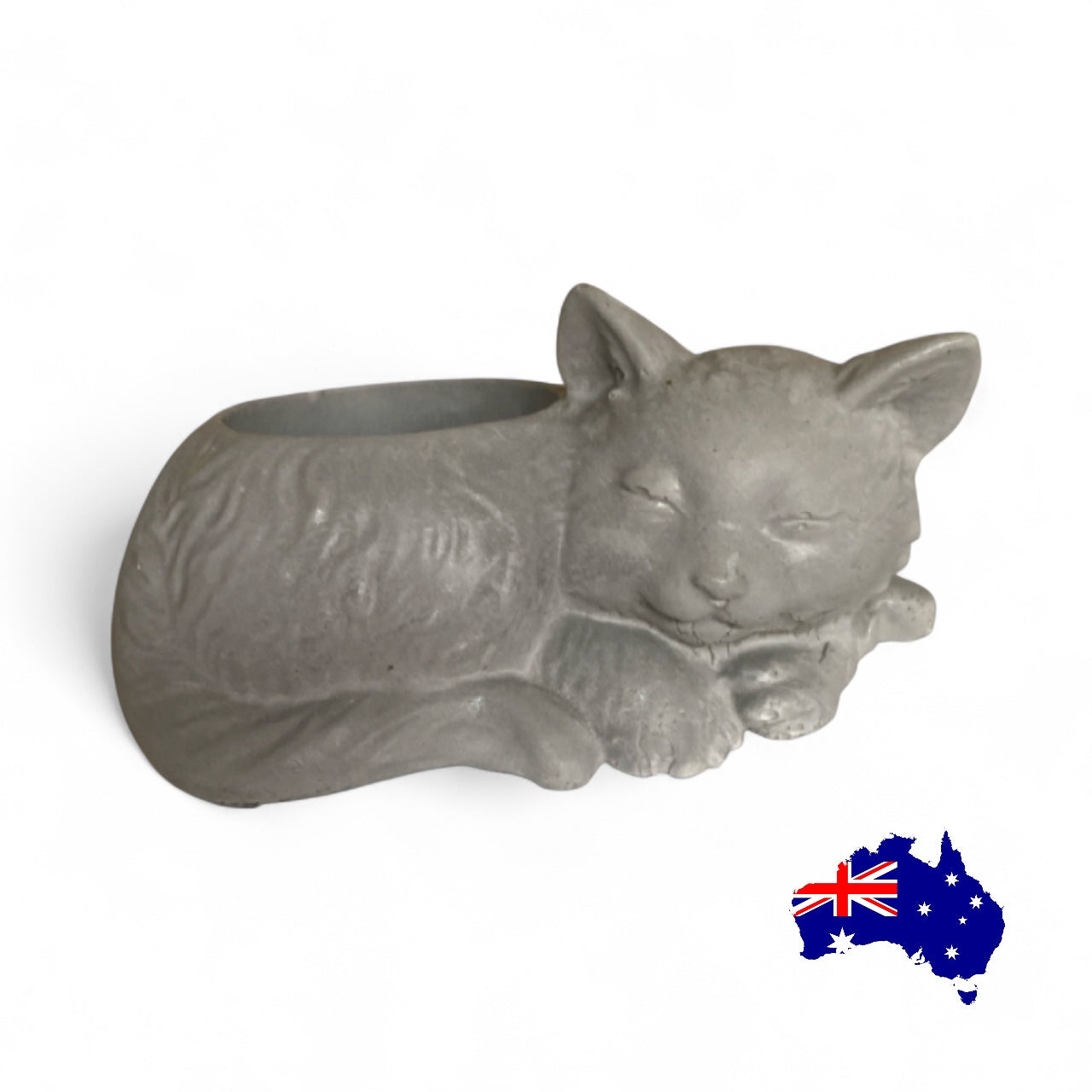 Planter Pot Candle Holder Cat Kitty Aussie Handmade Concrete