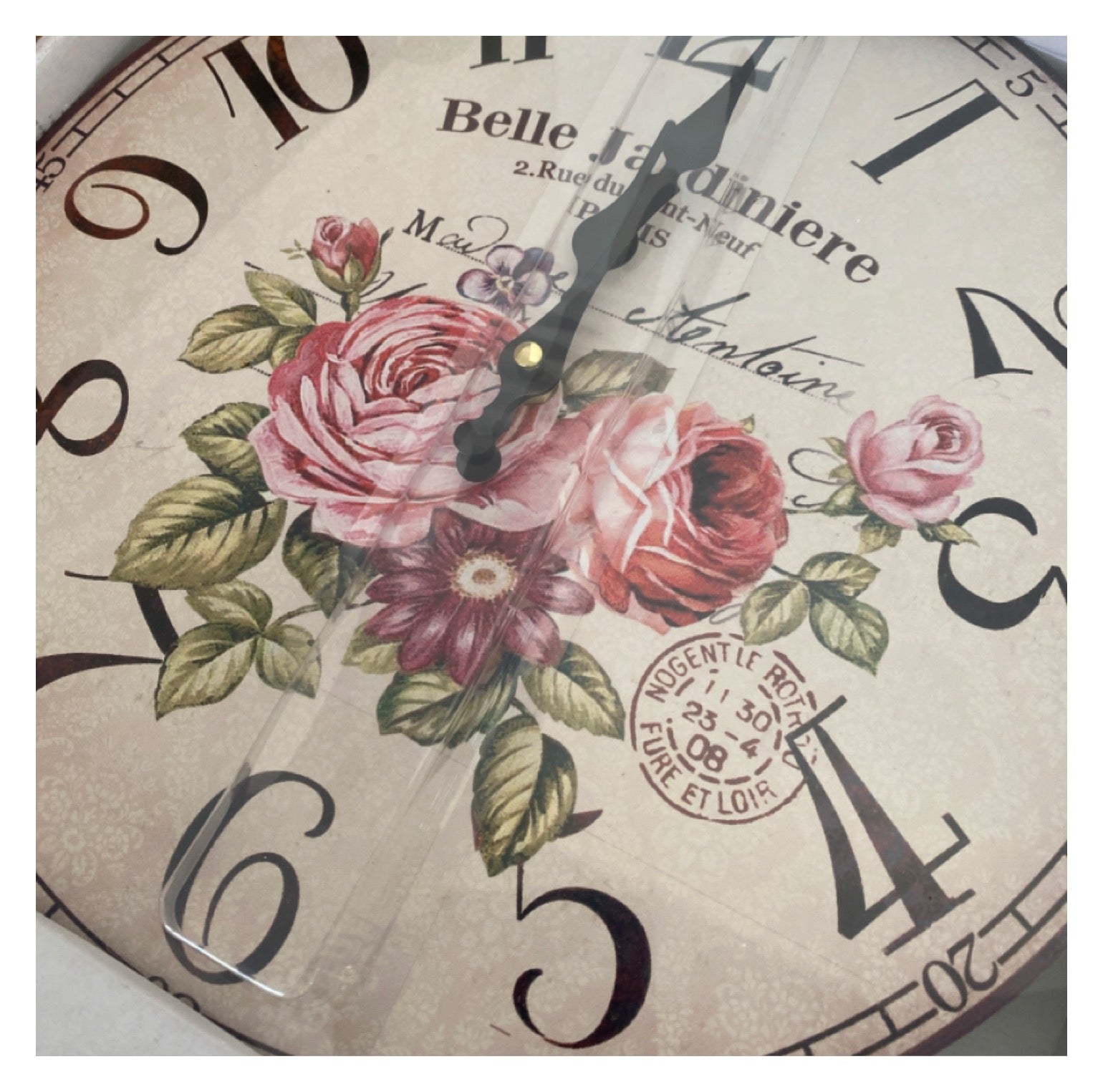 Clock Wall Rose Floral French Country 34cm - The Renmy Store Homewares & Gifts 