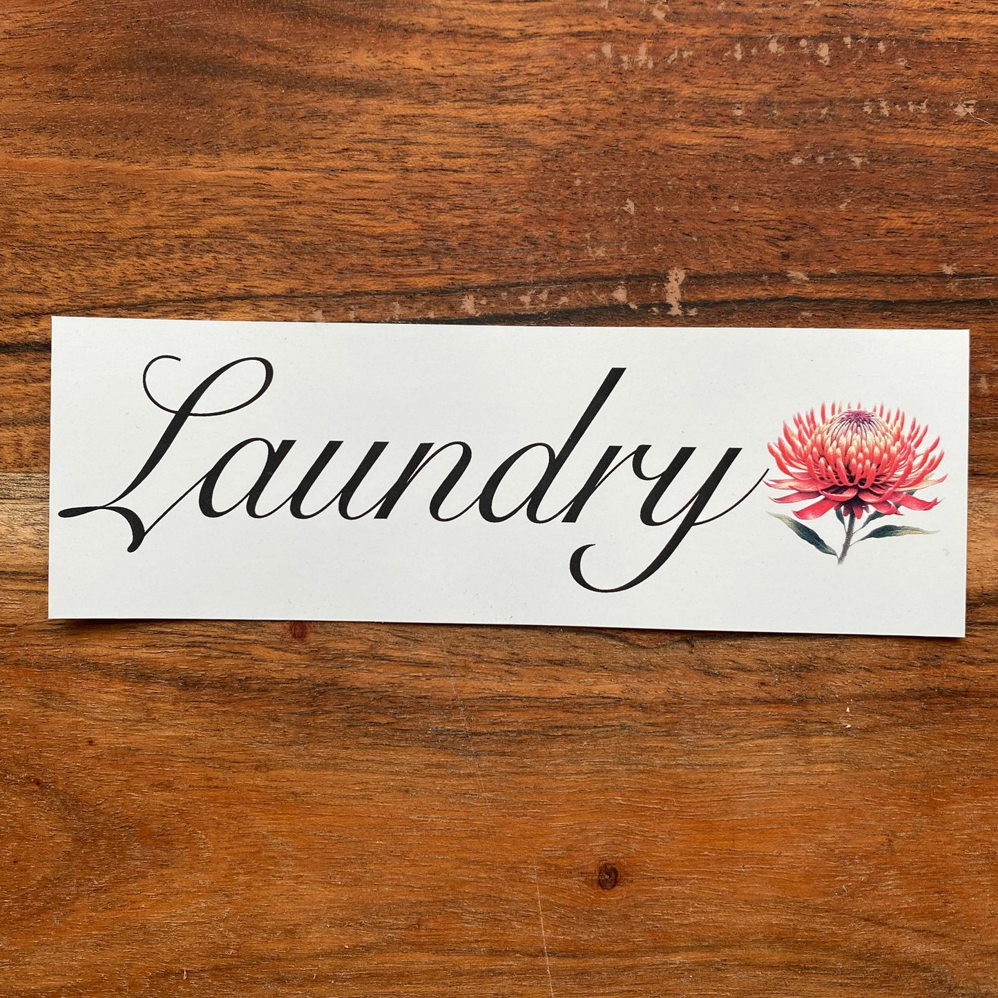 Waratah Flower Door Room Sign | Toilet Laundry Bathroom | Custom Personalised Aussie Made