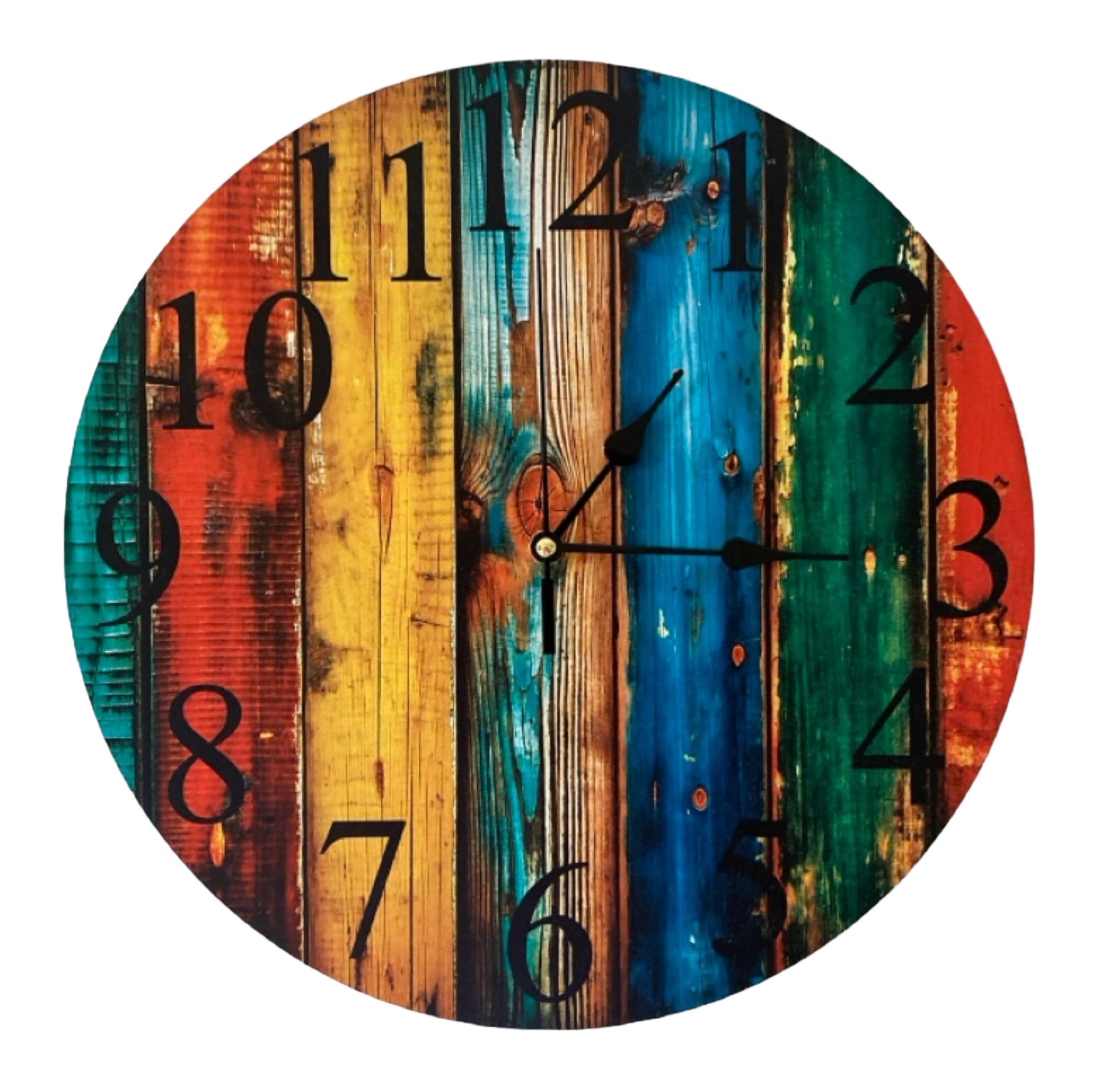 Clock Wall Rustic Colourful Timber Style Aussie Made - The Renmy Store Homewares & Gifts 