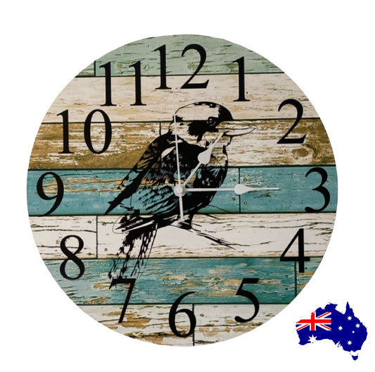Clock Wall Kookaburra Bird Aussie Made