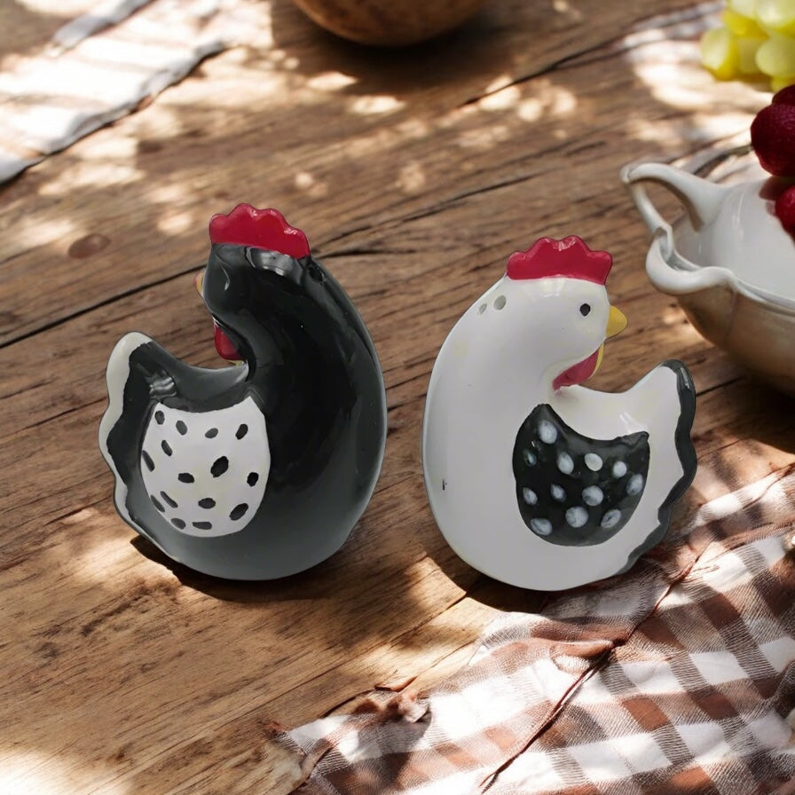 Salt Pepper Shaker Set Chicken Rooster Farmhouse