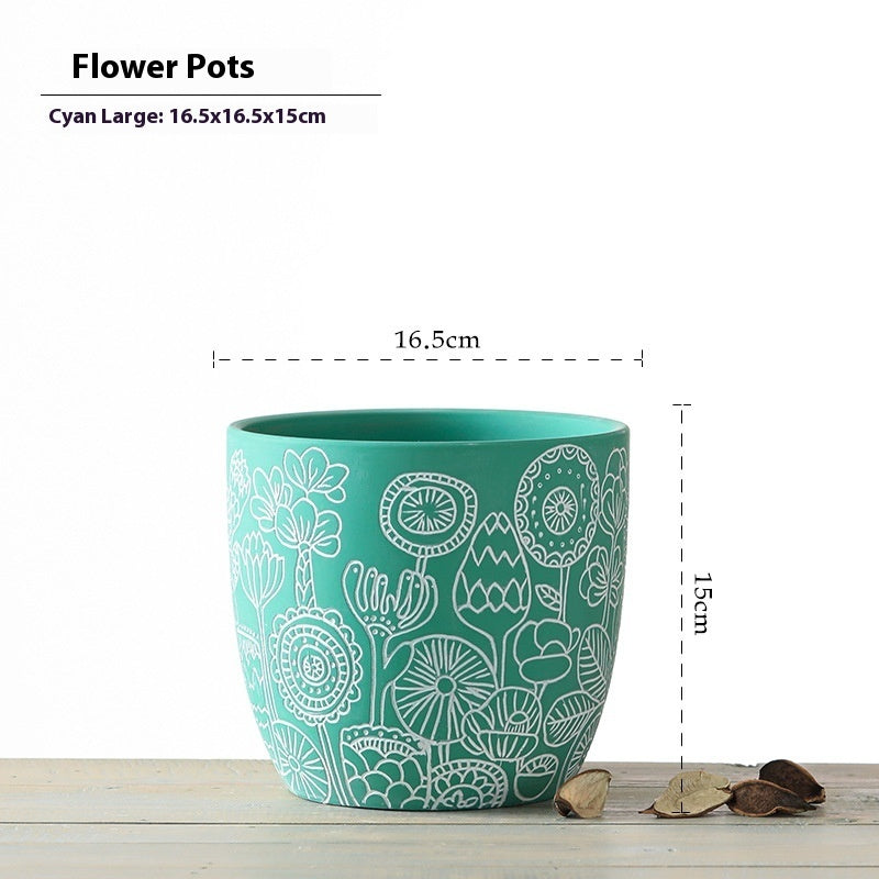 Planter Pot Floral Flowers Ceramic