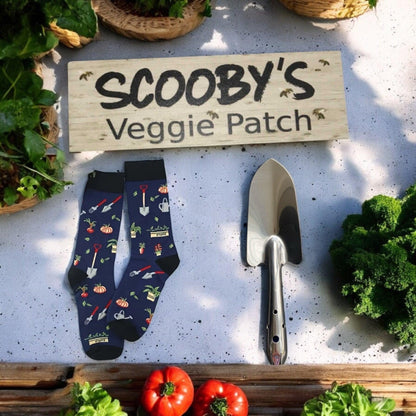 Gardener Socks Trowel Personalised Veggie Patch Sign Gift - The Renmy Store Homewares & Gifts 