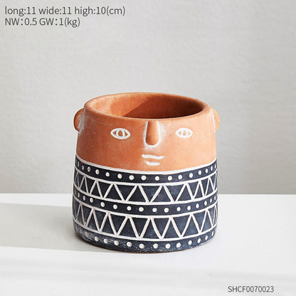 People Planter Pot Vase - Cement Garden Flower Pot