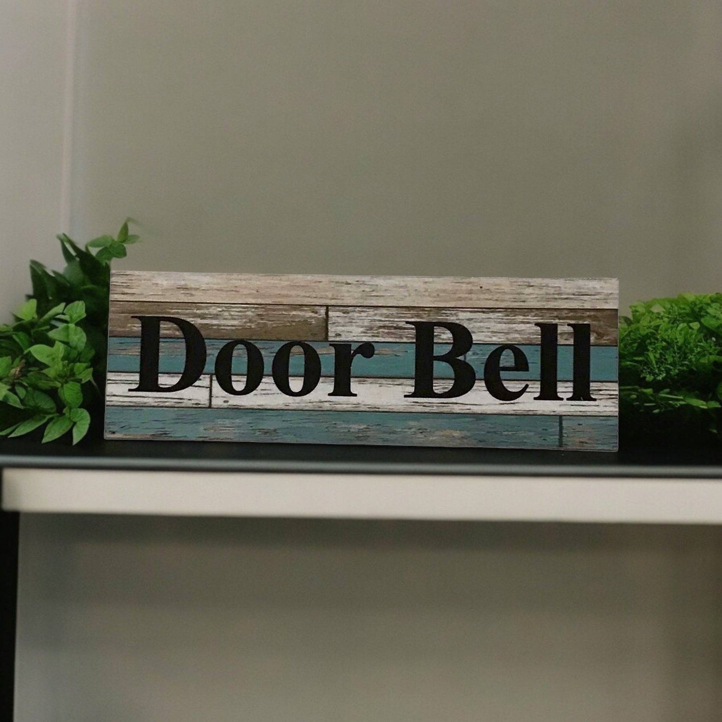 Door Bell Blue Timber Style Sign - The Renmy Store Homewares & Gifts 