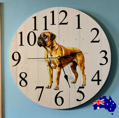 Clock Wall Dog Bull Mastiff 30cm 60cm Aussie Made