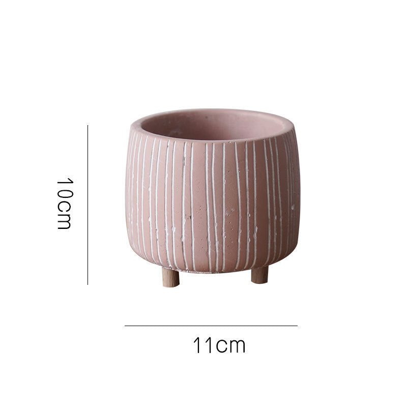 Cement Planter Pot with Legs - Natural Earth Tones 4 Sizes