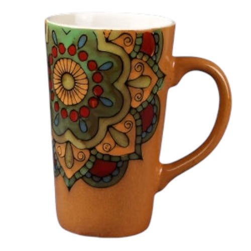 Mug Cup Tea Coffee Mandala Boho Orange