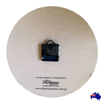 Clock Wall Emu Bird Floral 30cm 60cm Aussie Made