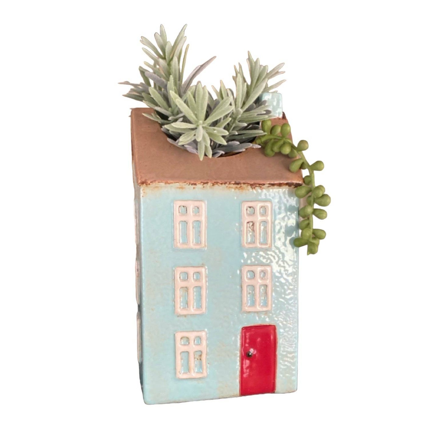 Village House Aqua Pot Plant Planter - The Renmy Store Homewares & Gifts 