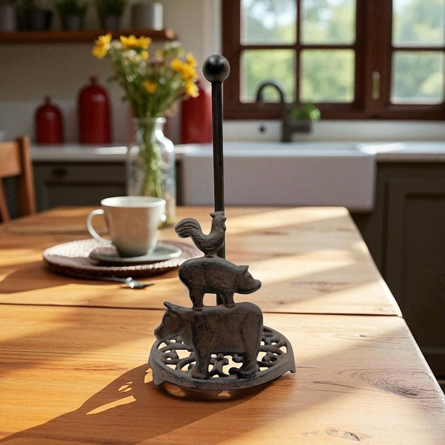 Rooster Pig Cow Farmhouse Kitchen Paper Towel Dispenser Holder