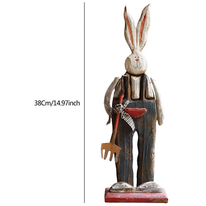 Farmhouse Rabbit Figurine | Mr & Mrs Hoppy | Rustic Wooden Bunny Decor | 38cm