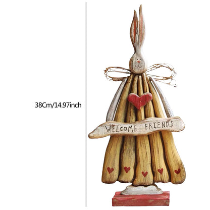 Farmhouse Rabbit Figurine | Mr & Mrs Hoppy | Rustic Wooden Bunny Decor | 38cm