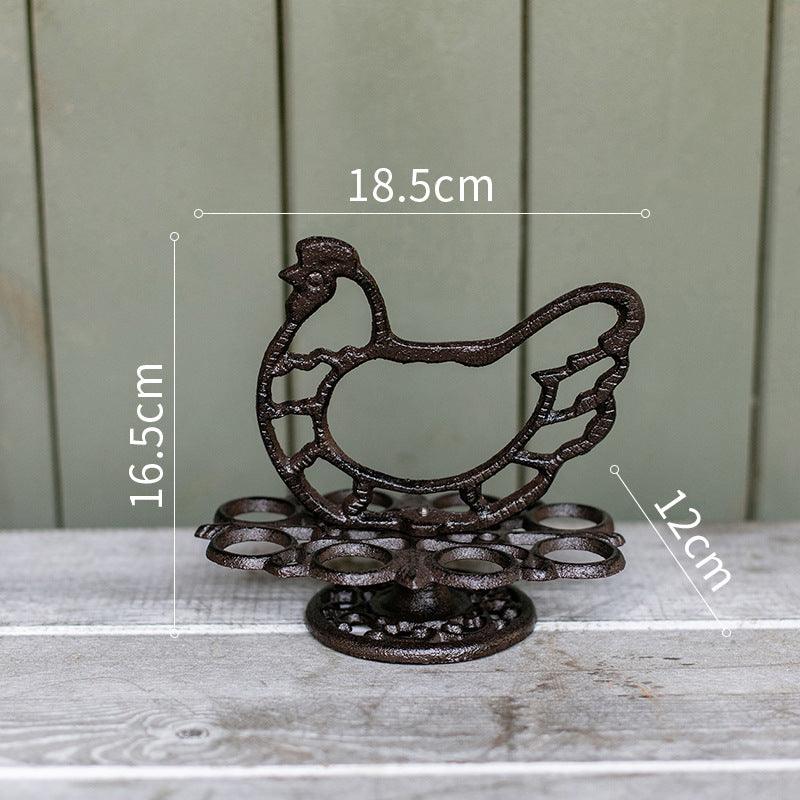 Egg Holder Rack Cast Iron Chicken Hen or Rooster Country - The Renmy Store Homewares & Gifts 