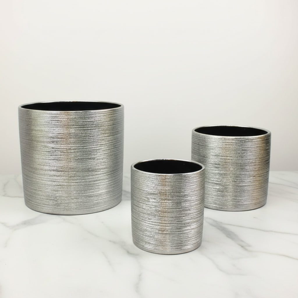 Gold Silver Planter Pot - Metallic Garden Flower Pot