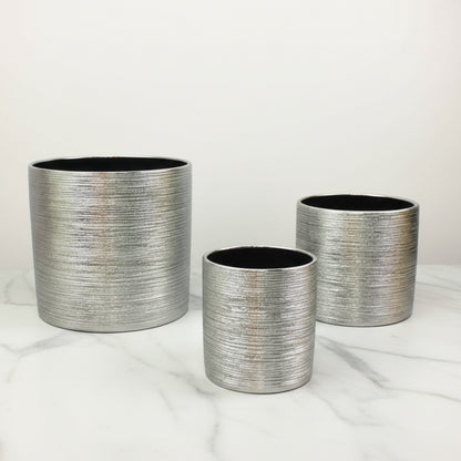 Gold Silver Planter Pot - Metallic Garden Flower Pot
