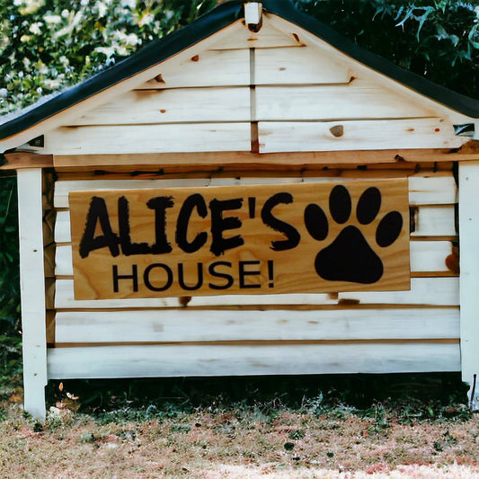 Dog Kennel House Custom Personalised Dark Pets Name Sign - The Renmy Store Homewares & Gifts 