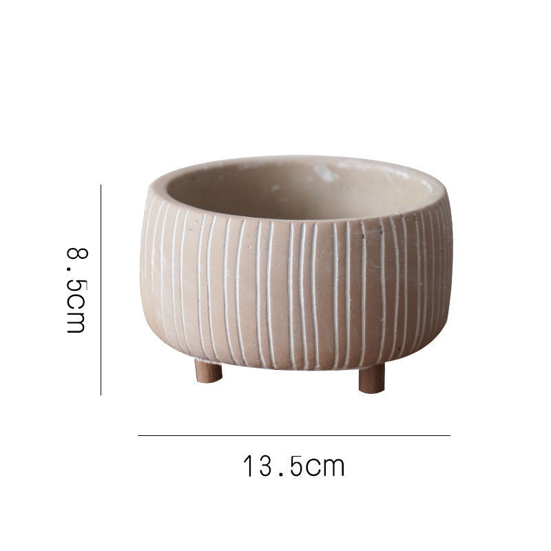 Cement Planter Pot with Legs - Natural Earth Tones 4 Sizes