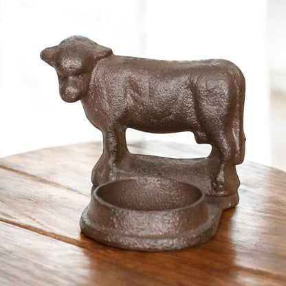 Candle Holder Cow Rustic Cast Iron