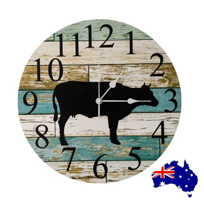 Cow Lover Wood Utensils Clock Funny Sign Gift Set - The Renmy Store Homewares & Gifts 