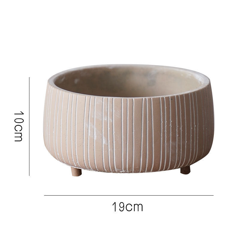 Cement Planter Pot with Legs - Natural Earth Tones 4 Sizes